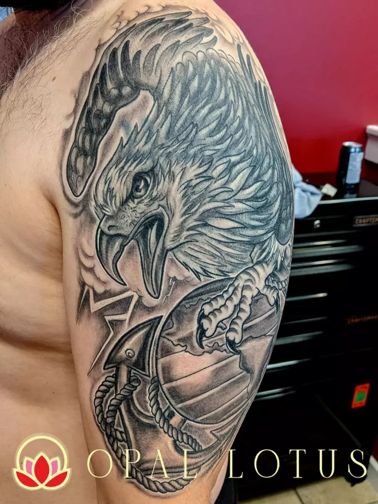 Twin Head Bold Eagle Anchor Nautical tattoo by Dr Woo - Best Tattoo Ideas  Gallery