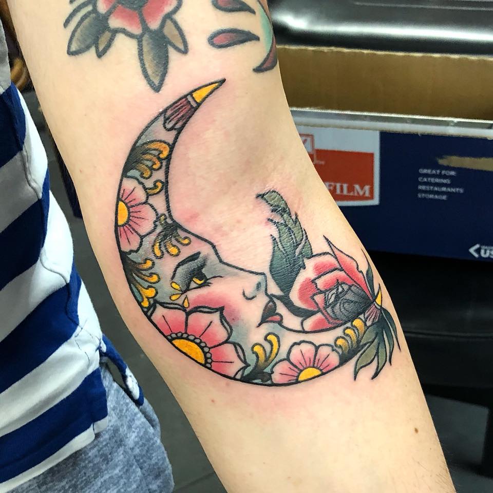 Pin by Amy Haring on tattoo ideas  Traditional tattoo Moon tattoo Traditional  tattoo art