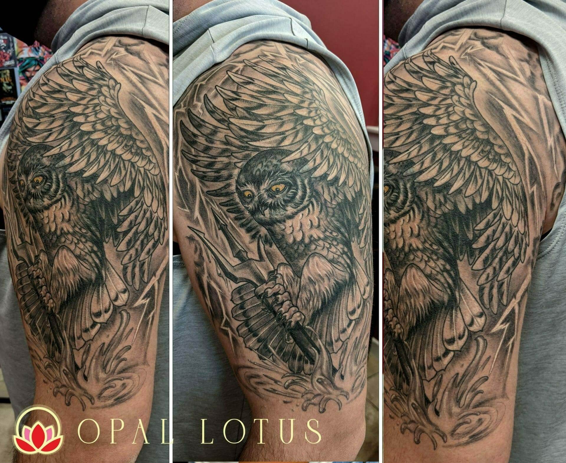 owl tribal cover up  Sole Tattoo