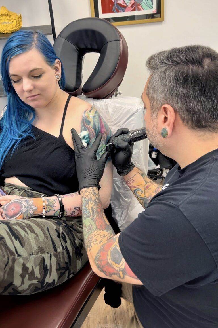 Dot work tattoos in Katy: Stippled and shaded designs at Opal Lotus Tattoo Studio